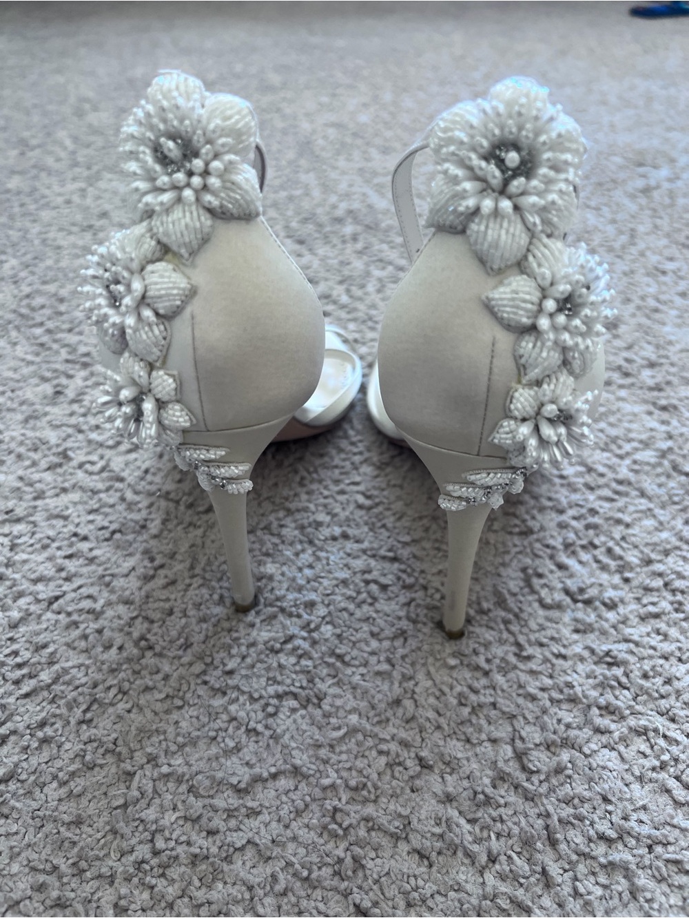 Embellished Cream Floral High Heel Sandals - Picture 2 of 6